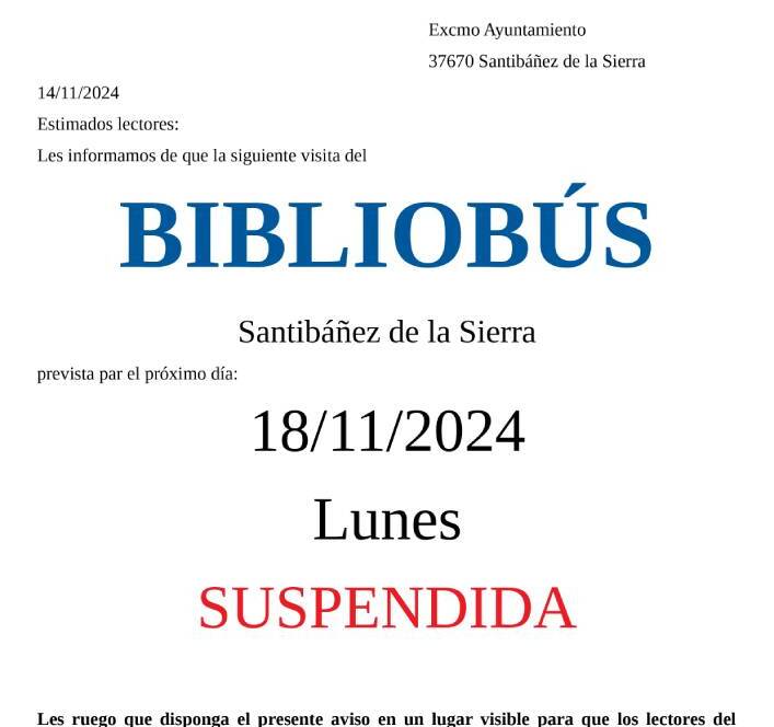 Actividad bibliobus suspendida