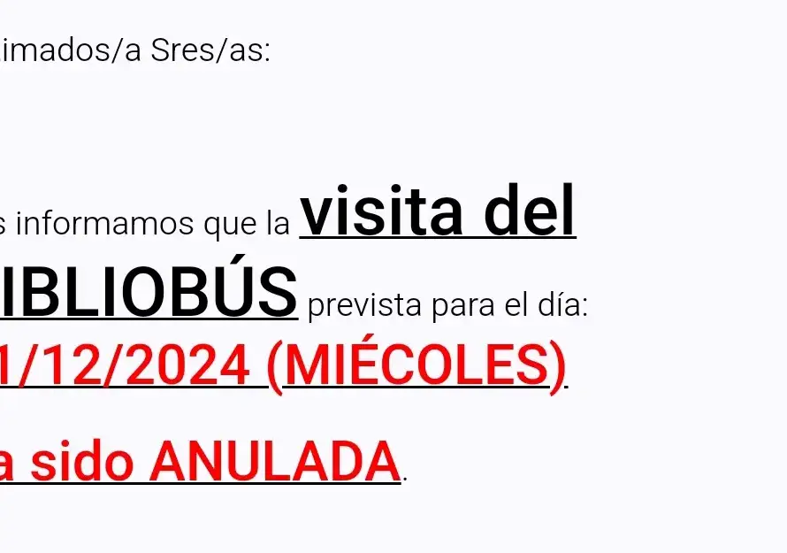 Bibliobús anulada