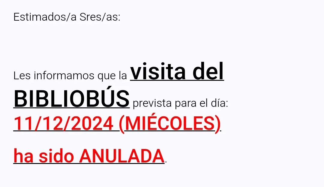 Bibliobús anulada