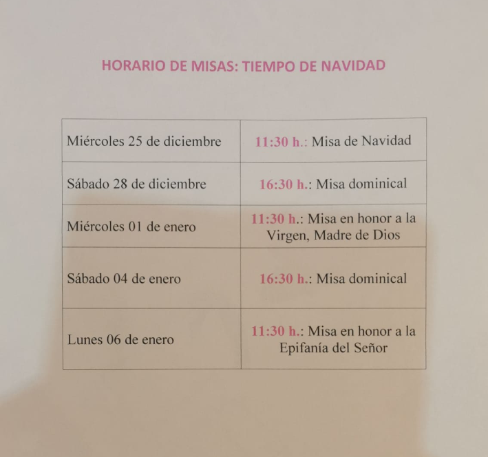 Horario misas