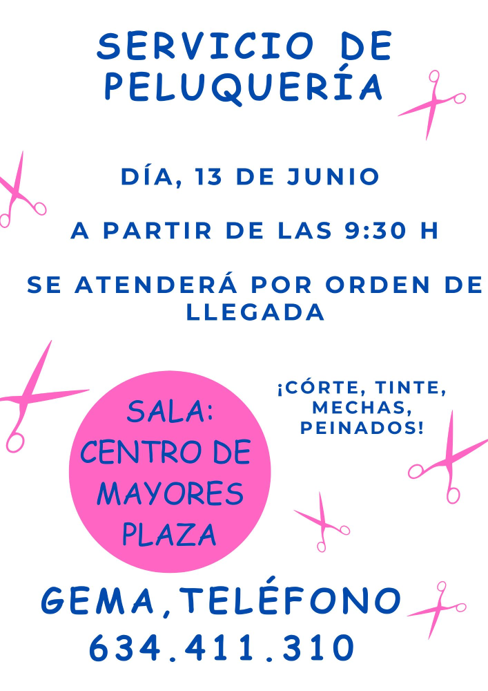 Servicio de peluqueria 13 de junio