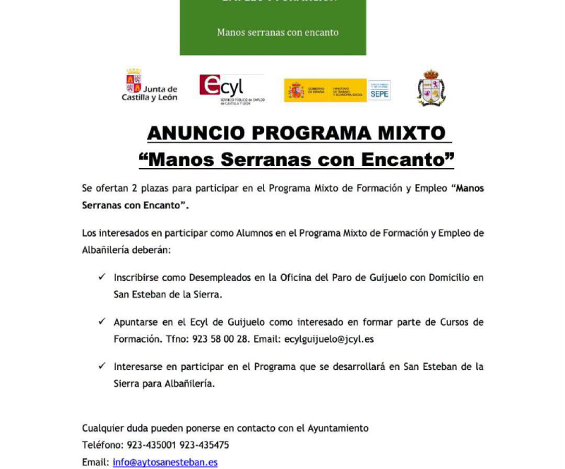 Programa mixto manos serranas con encanto